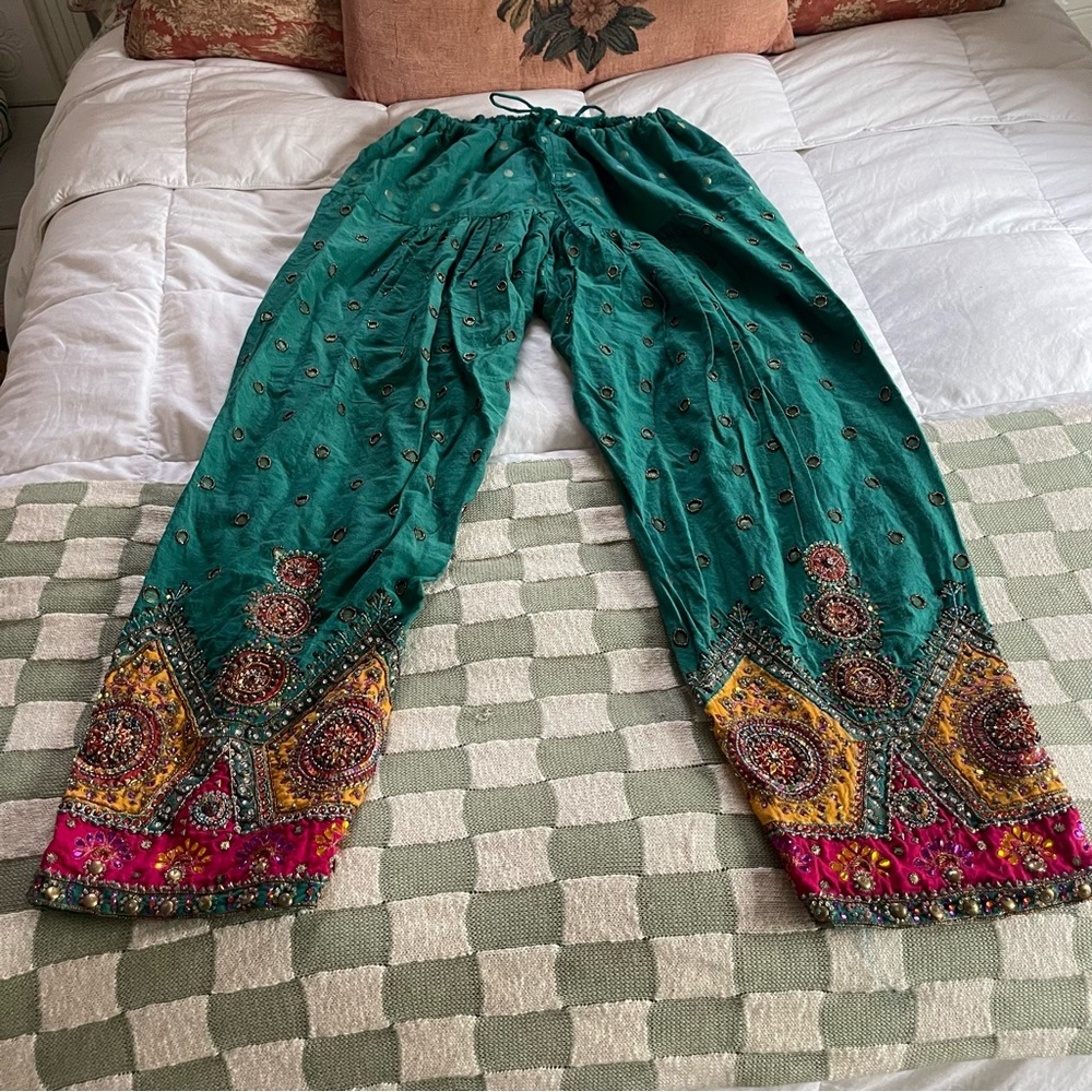 Vintage embellished pants with drawstring - Picture 3 of 7